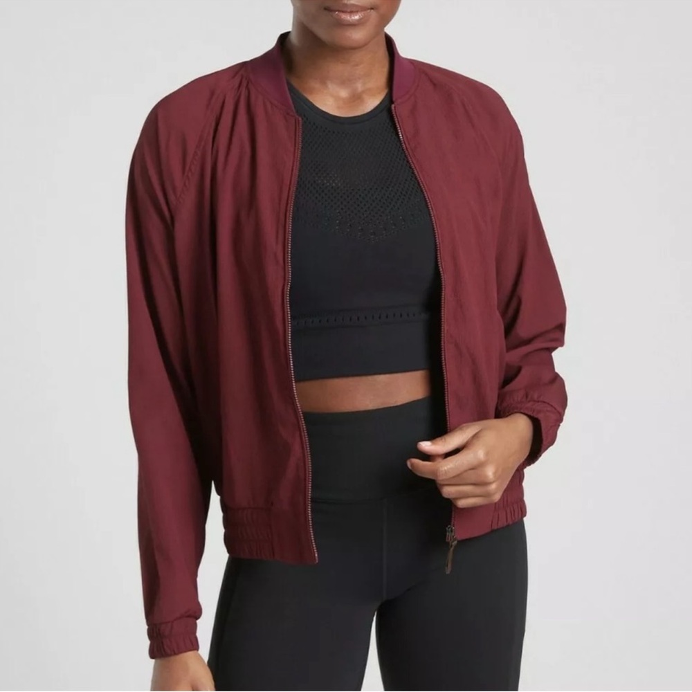 Athleta Burgundy Bomber Jacket - Picture 3 of 7